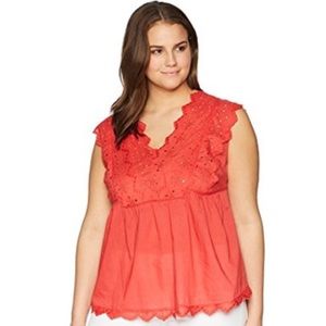 🔥3 for $10 SALE! NWT Lucky Brand red orange eyelet tank top